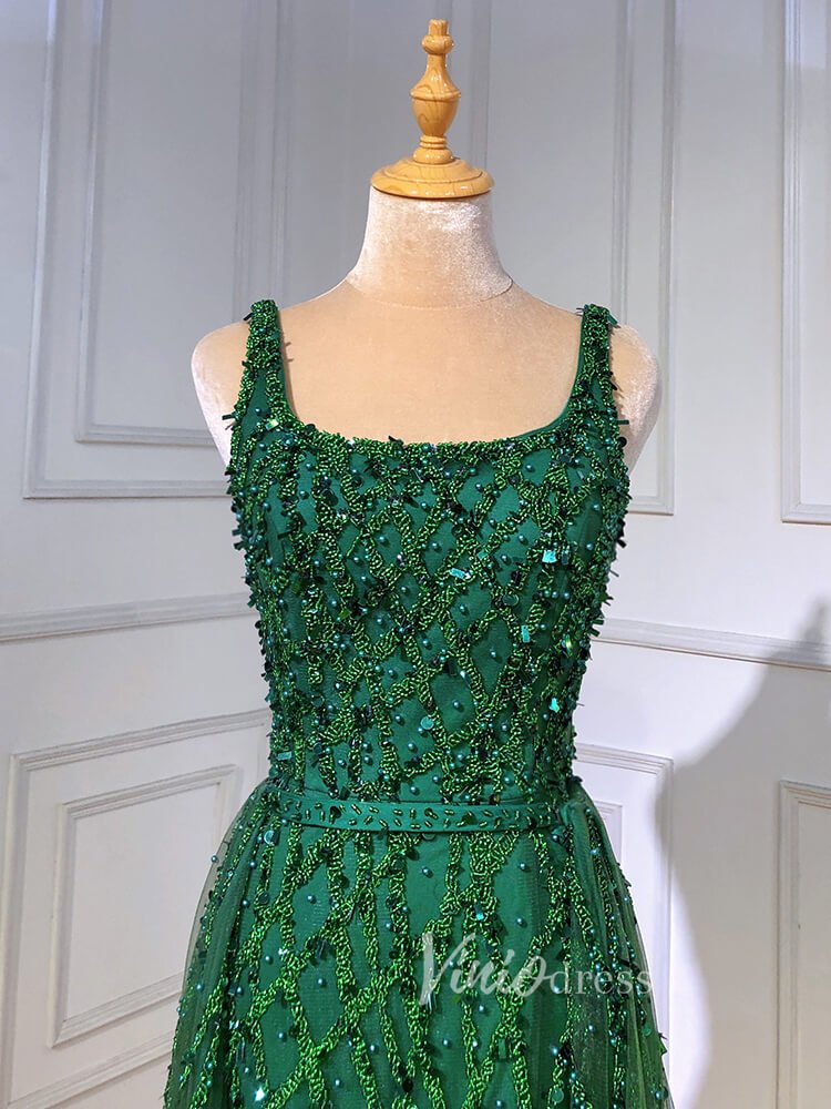 Beaded Overskirt Sheath Evening Dress with Slit 20033-Evening Dresses 2025 -Viniodress-As Picture-US 2-