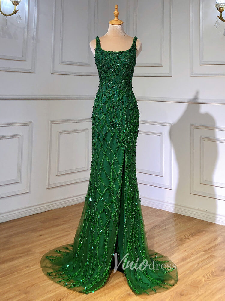 Prom Dress 2025 Beaded Overskirt Sheath Evening Dress with Slit 20033-unique prom dresses-As Picture-US 2-Viniodress