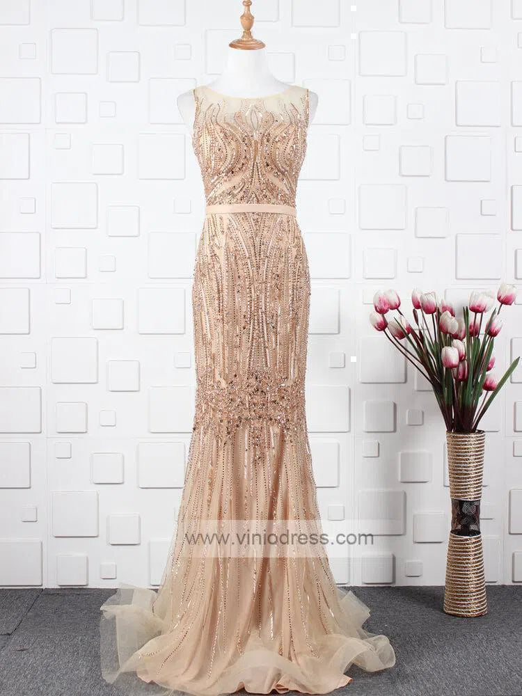 Beaded Pageant Dresses with Detachable Cape Sleeve FD1476-Evening Dresses 2025 -Viniodress-Gold-US2-