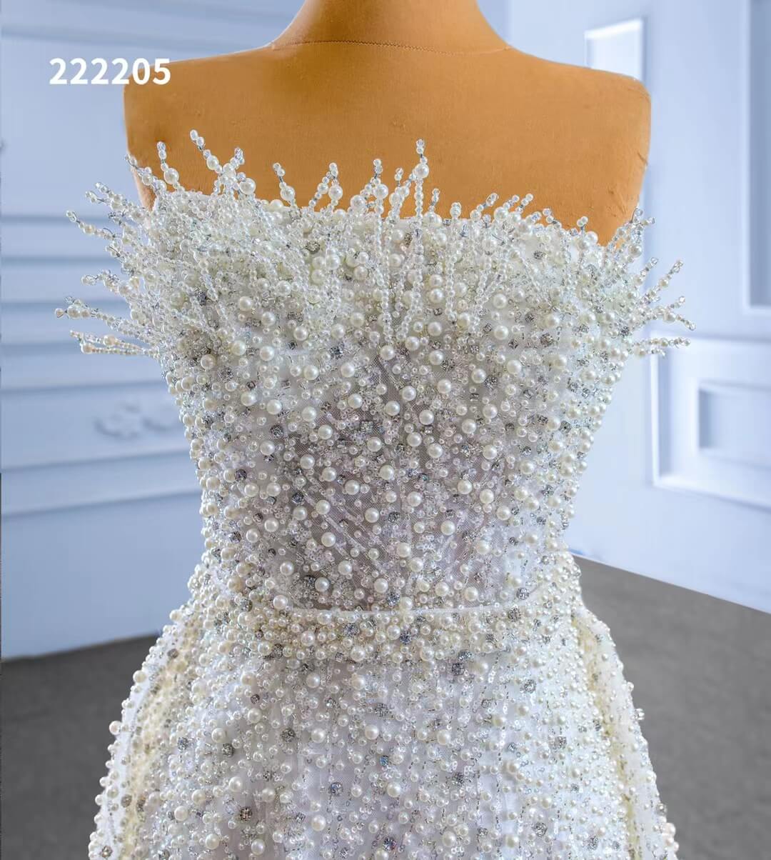 Beaded Pearl Mermaid Wedding Dresses with Removable Overskirt 222205-wedding dresses 2025 -Viniodress-Ivory-Custom Size-