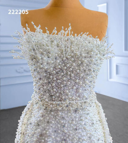 Beaded Pearl Mermaid Wedding Dresses with Removable Overskirt 222205-wedding dresses 2025 -Viniodress-Ivory-Custom Size-