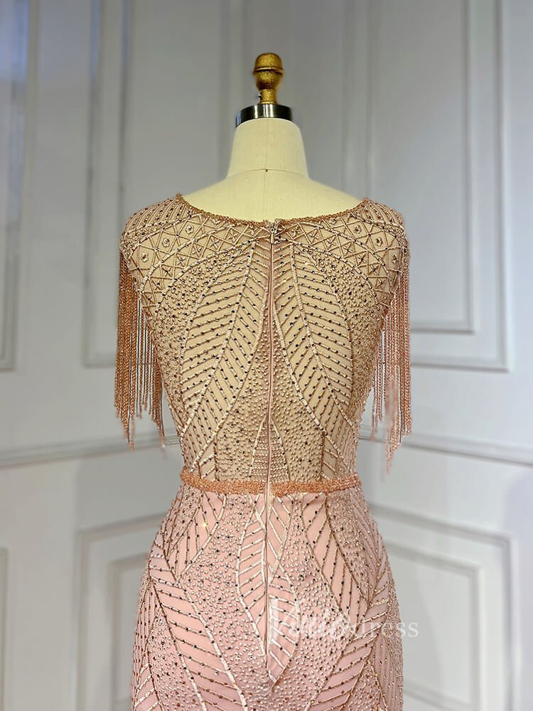 Beaded Pink Lace Mermaid Prom Dresses Red Pageant Dresses 20023-Evening Dresses 2025 -Viniodress-As Picture-US 2-