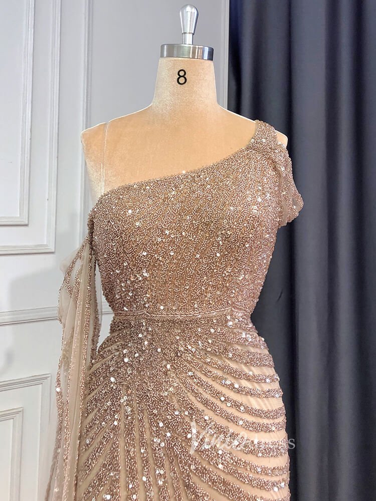 Beaded Prom Dressses Watteau Train Cape Pageant Evening Dress 20002-Evening Dresses 2025 -Viniodress-As Picture-US 2-