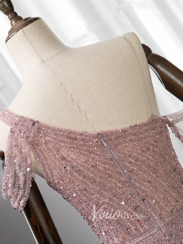 Beaded Prom Dressses Watteau Train Cape Pageant Evening Dress 20002-Evening Dresses 2025 -Viniodress-As Picture-US 2-