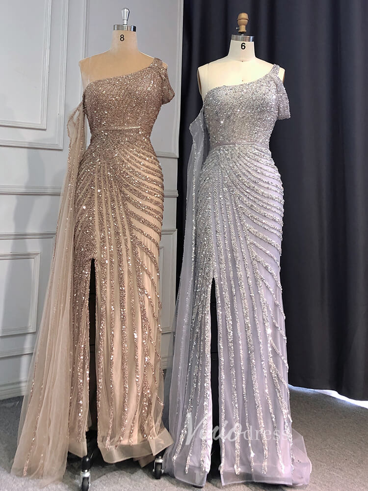 Beaded Prom Dressses Watteau Train Cape Pageant Evening Dress 20002-Evening Dresses 2025 -Viniodress-As Picture-US 2-