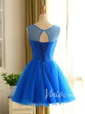 Short Prom Dresses 2025 Beaded Royal Blue Homecoming Dresses Corset Back SD1166-homecoming dresses-Viniodress-Royal Blue-Custom Size-Viniodress