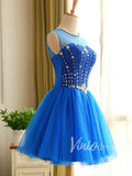 Short Prom Dresses 2025 Beaded Royal Blue Homecoming Dresses Corset Back SD1166-homecoming dresses-Viniodress-Royal Blue-Custom Size-Viniodress