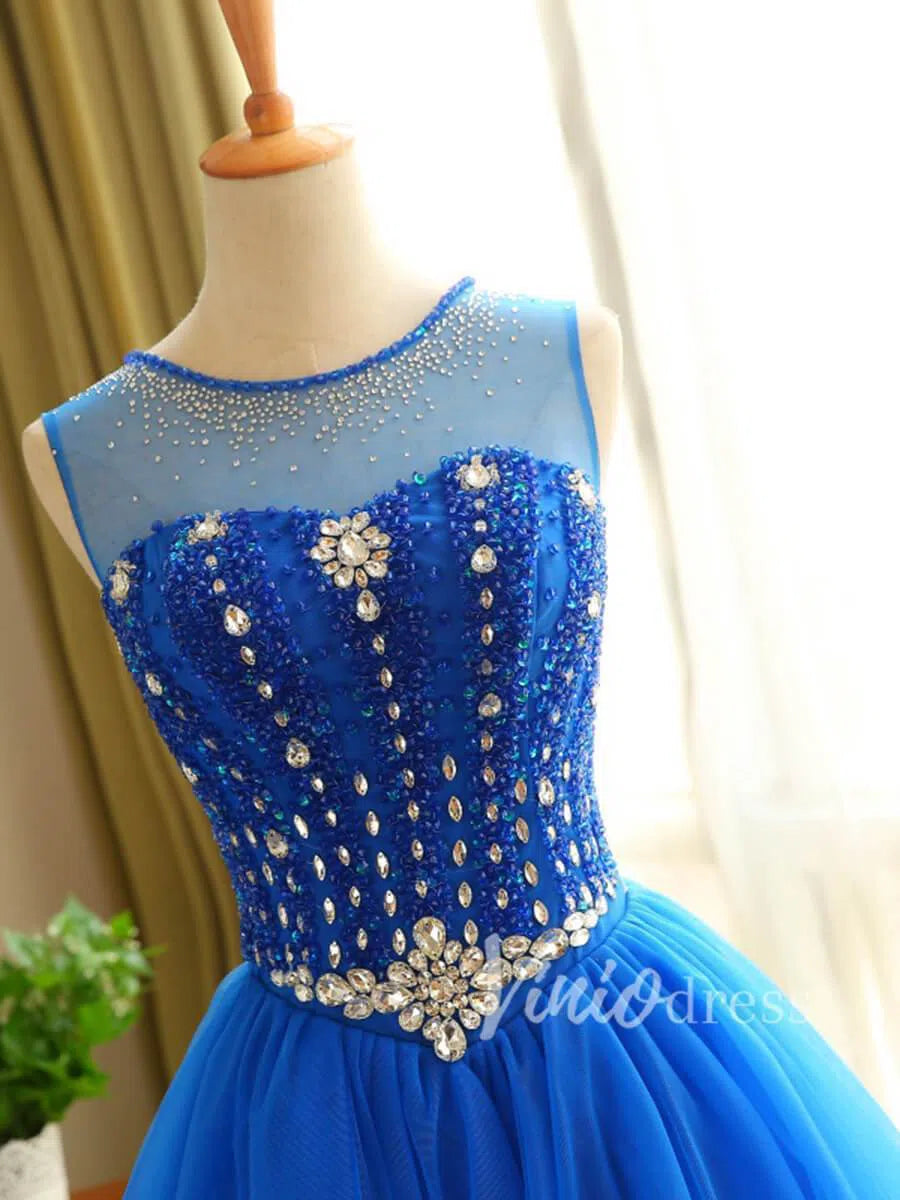 Short Prom Dresses 2025 Beaded Royal Blue Homecoming Dresses Corset Back SD1166-homecoming dresses-Viniodress-Royal Blue-Custom Size-Viniodress