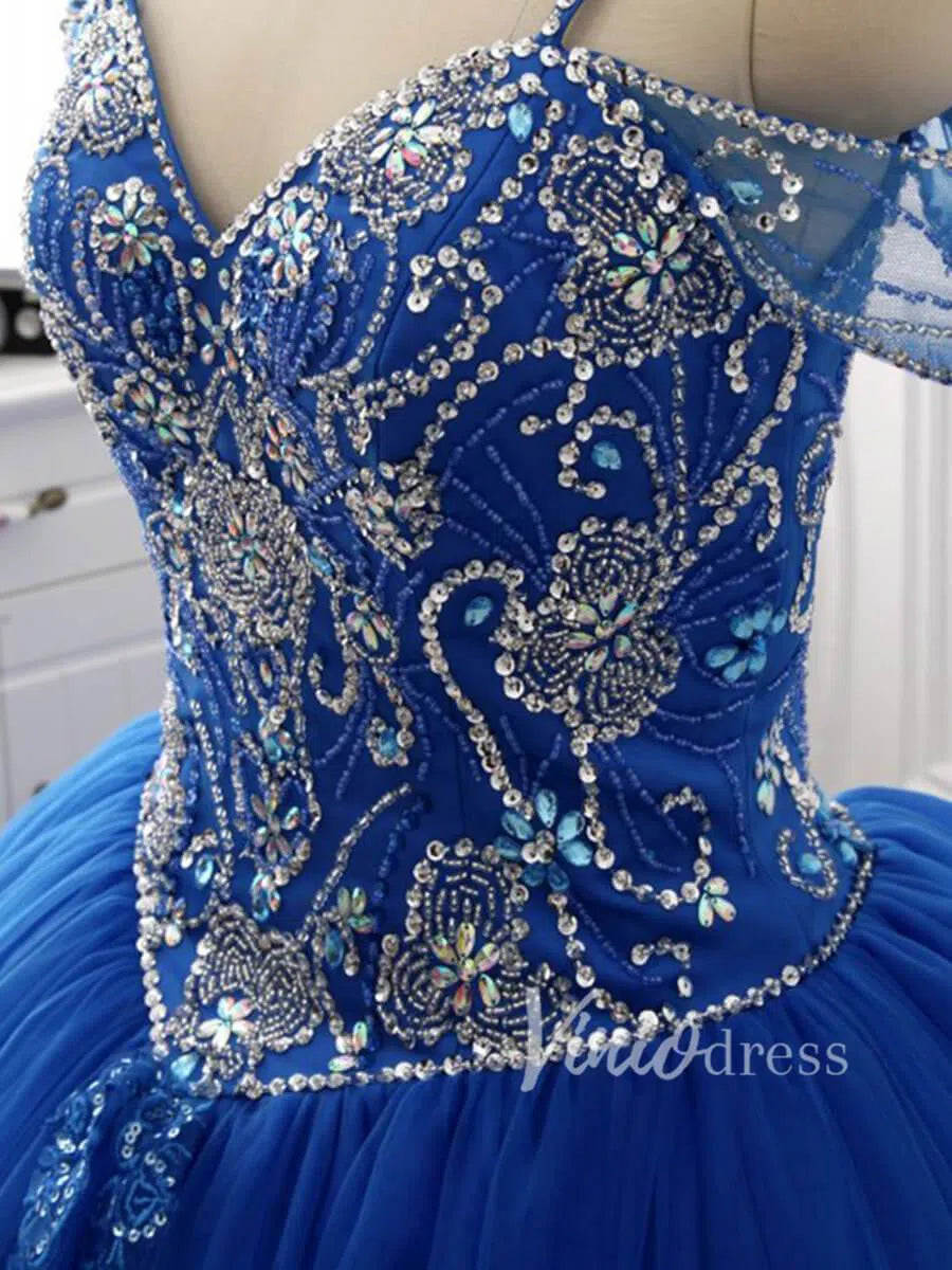 Beaded Royal Blue Quinceanera Dresses Sweet 15 Dress FD1398-prom dresses-Viniodress-Viniodress