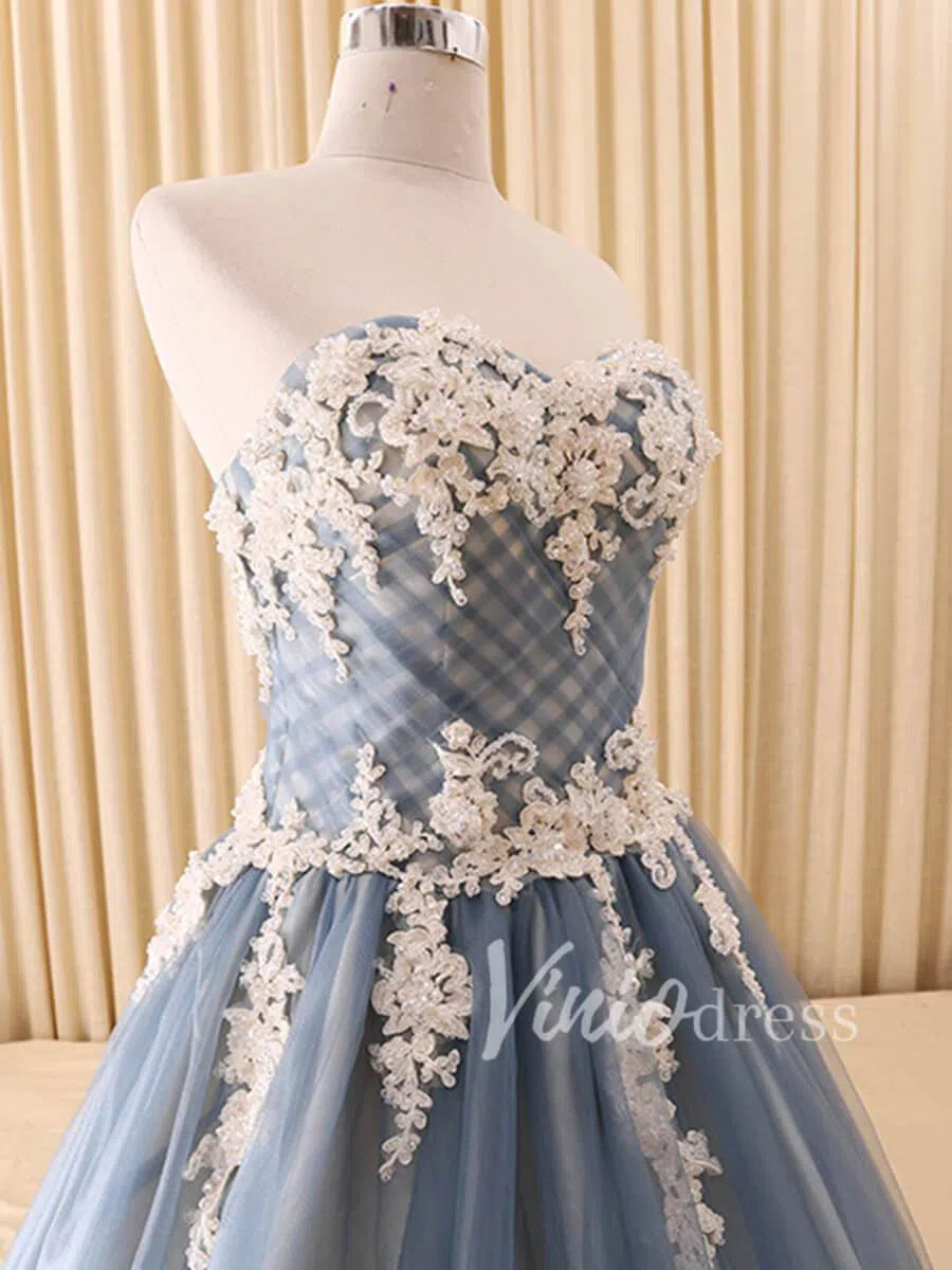 Beaded Royal Blue Strapless Long Prom Dresses FD1419-prom dresses-Viniodress-Viniodress