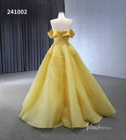 Beaded Ruched Prom Dress Off the Shoulder Wedding Gown 241002-Quinceanera Dresses 2025 -Viniodress-Pink-Custom Size-