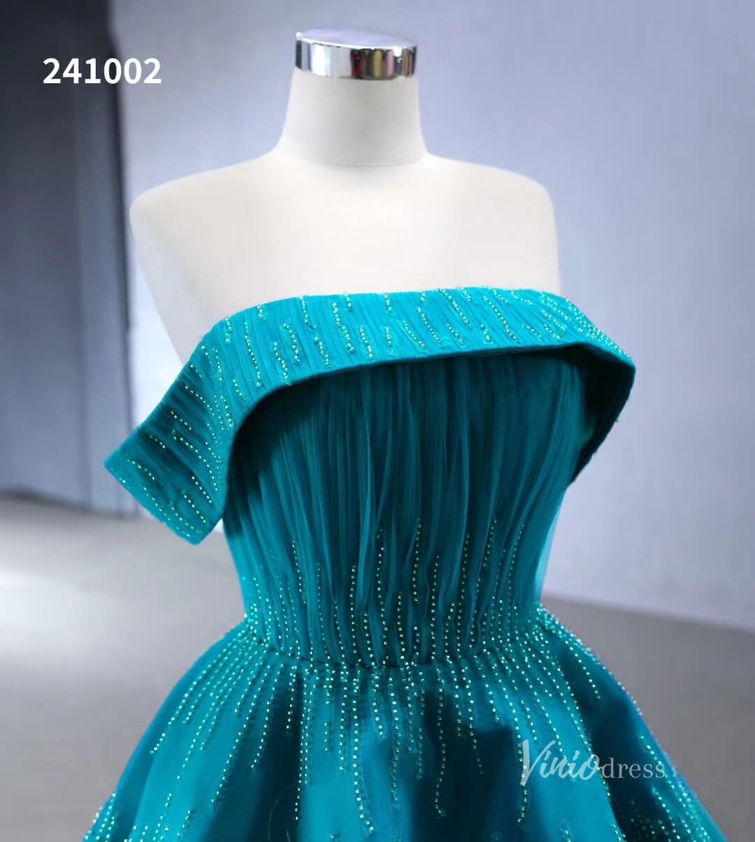 Beaded Ruched Prom Dress Off the Shoulder Wedding Gown 241002-Quinceanera Dresses 2025 -Viniodress-Pink-Custom Size-