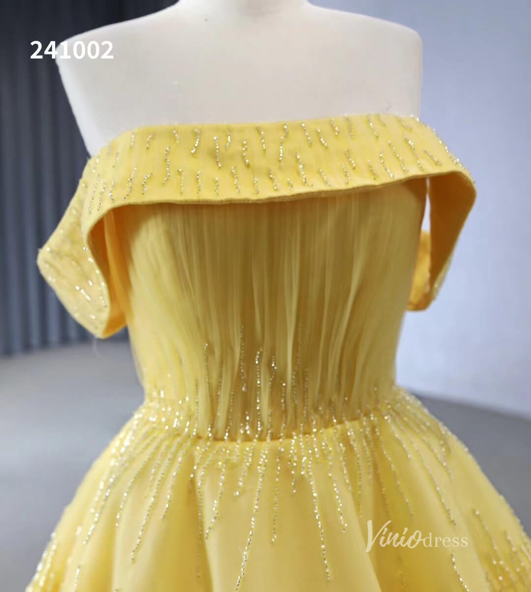 Beaded Ruched Prom Dress Off the Shoulder Wedding Gown 241002-Quinceanera Dresses 2025 -Viniodress-Pink-Custom Size-
