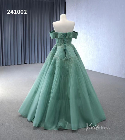Beaded Ruched Prom Dress Off the Shoulder Wedding Gown 241002-Quinceanera Dresses 2025 -Viniodress-Pink-Custom Size-