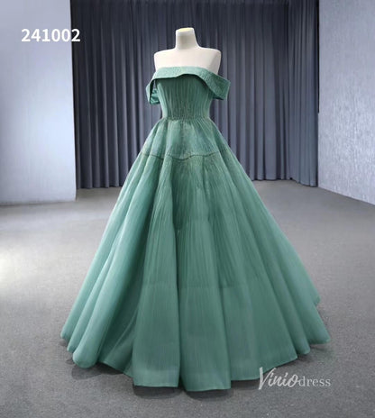 Beaded Ruched Prom Dress Off the Shoulder Wedding Gown 241002-Quinceanera Dresses 2025 -Viniodress-Pink-Custom Size-