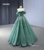 Beaded Ruched Prom Dress Off the Shoulder Wedding Gown 241002-Quinceanera Dresses-Viniodress-Green-Custom Size-Viniodress