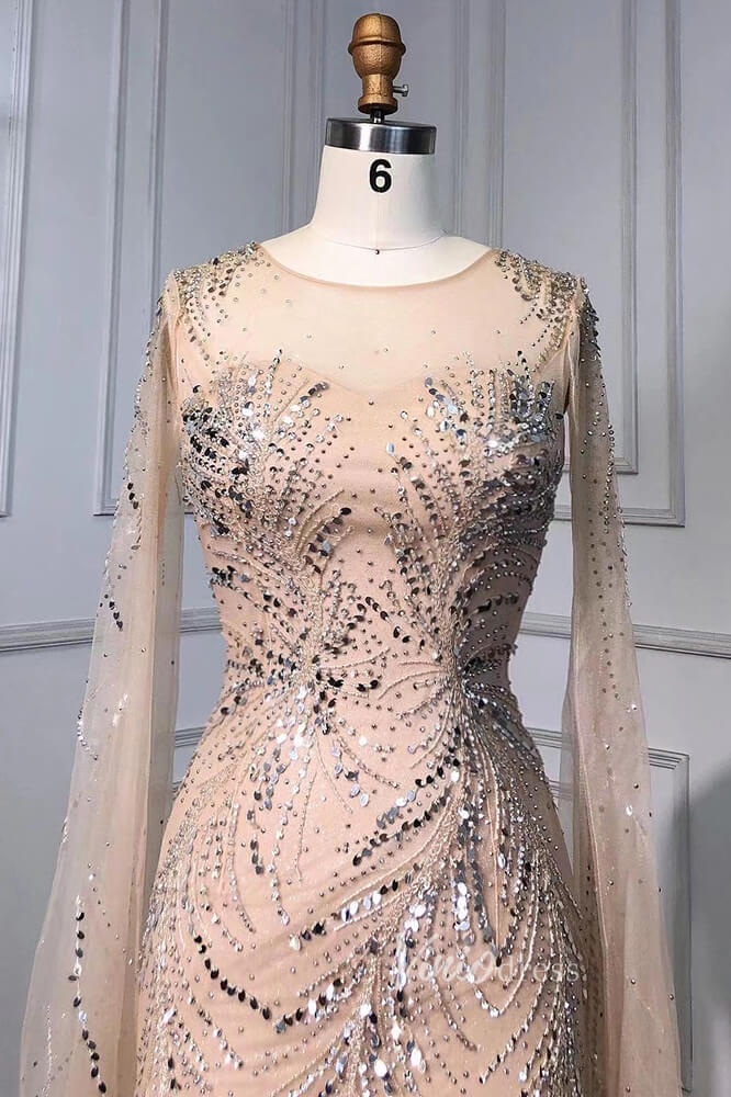 Prom Dress 2025 Beaded Sage Evening Dresses Removable Cape Sleeve Prom Dress FD3018-unique prom dresses-Sage-US 2-Viniodress