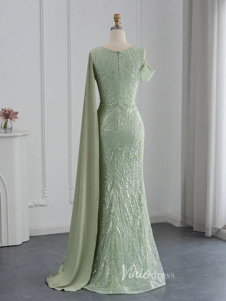 Beaded Sage Green Prom Dresses Watteau Train 1920s Evening Dress 20076-Evening Dresses 2025 -Viniodress-Light Green-US 2-