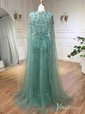 Beaded Sequin Cape Sleeve Prom Dresses V-Neck Pageant Dress AD1258-prom dresses-Viniodress-Viniodress