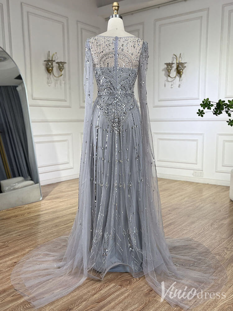 Beaded Sheath Extra Long Sleeve Prom Dresses 20s Boat Neck Pageant Dress FD2467-Evening Dresses 2025 -Viniodress-As Picture-US 2-