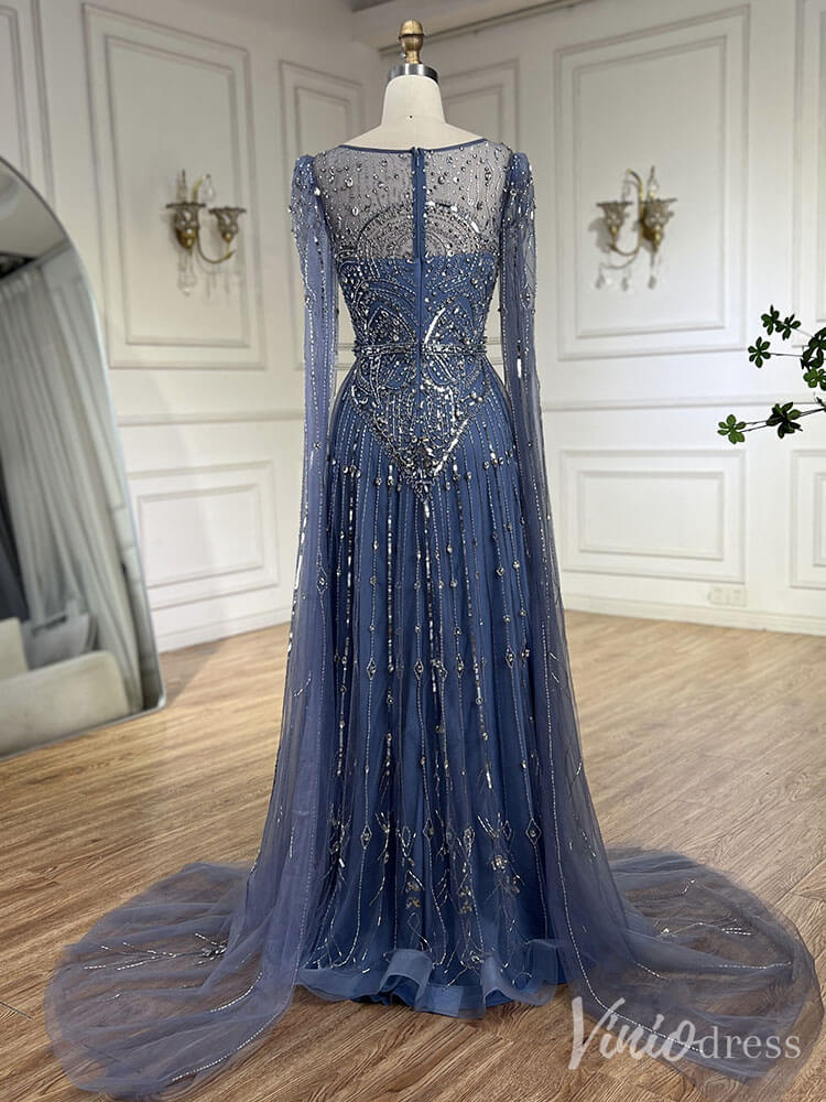 Beaded Sheath Extra Long Sleeve Prom Dresses 20s Boat Neck Pageant Dress FD2467-Evening Dresses 2025 -Viniodress-As Picture-US 2-