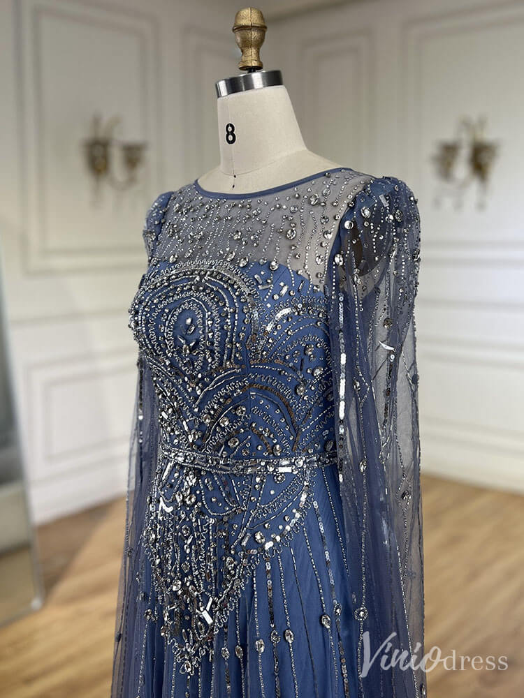 Beaded Sheath Extra Long Sleeve Prom Dresses 20s Boat Neck Pageant Dress FD2467-Evening Dresses 2025 -Viniodress-As Picture-US 2-