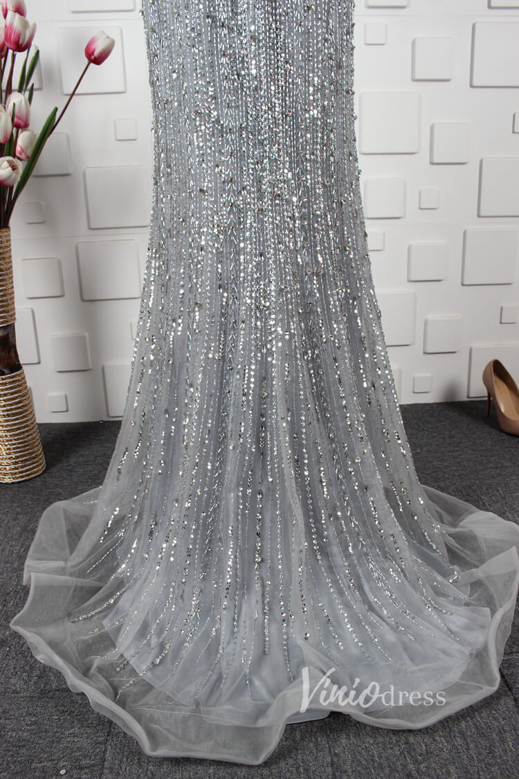 Prom Dress 2025 Beaded Sheath Mother of Bride Dress V-neck Prom Dresses FD2821-unique prom dresses-Gold-US 2-Viniodress