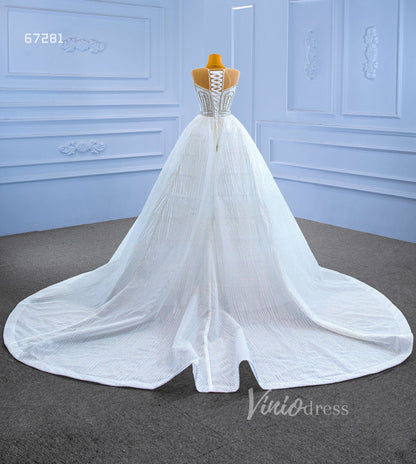 Beaded Sheath Wedding Dress with Overskirt 67281-wedding dresses 2025 -Viniodress-Ivory-Custom Size-