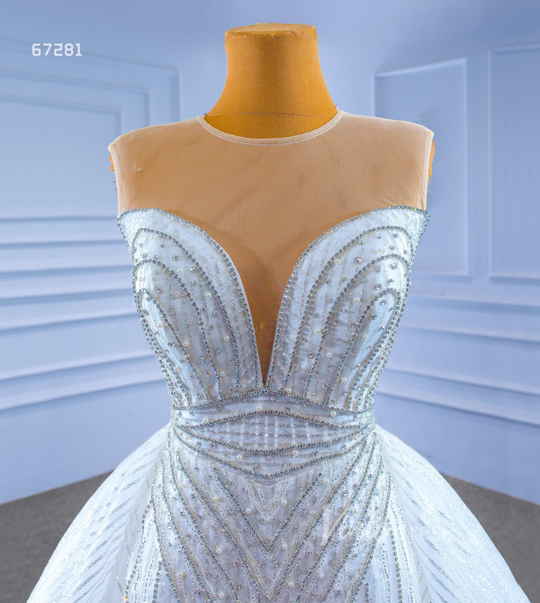Beaded Sheath Wedding Dress with Overskirt 67281-wedding dresses 2025 -Viniodress-Ivory-Custom Size-