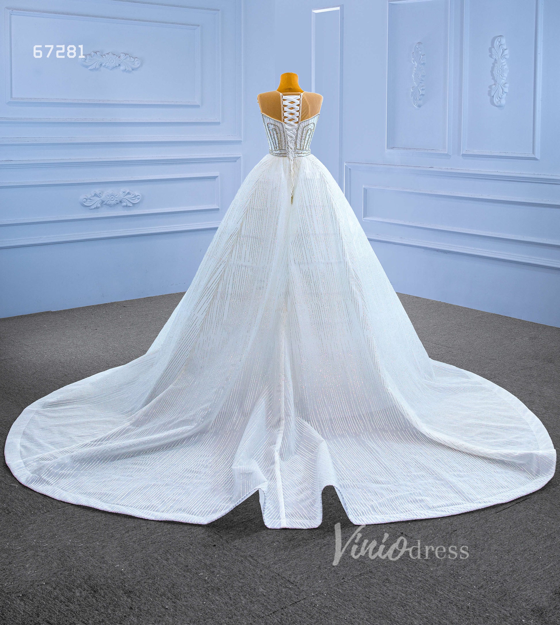 Beaded Sheath Wedding Dress with Overskirt 67281-wedding dresses-Viniodress-Viniodress