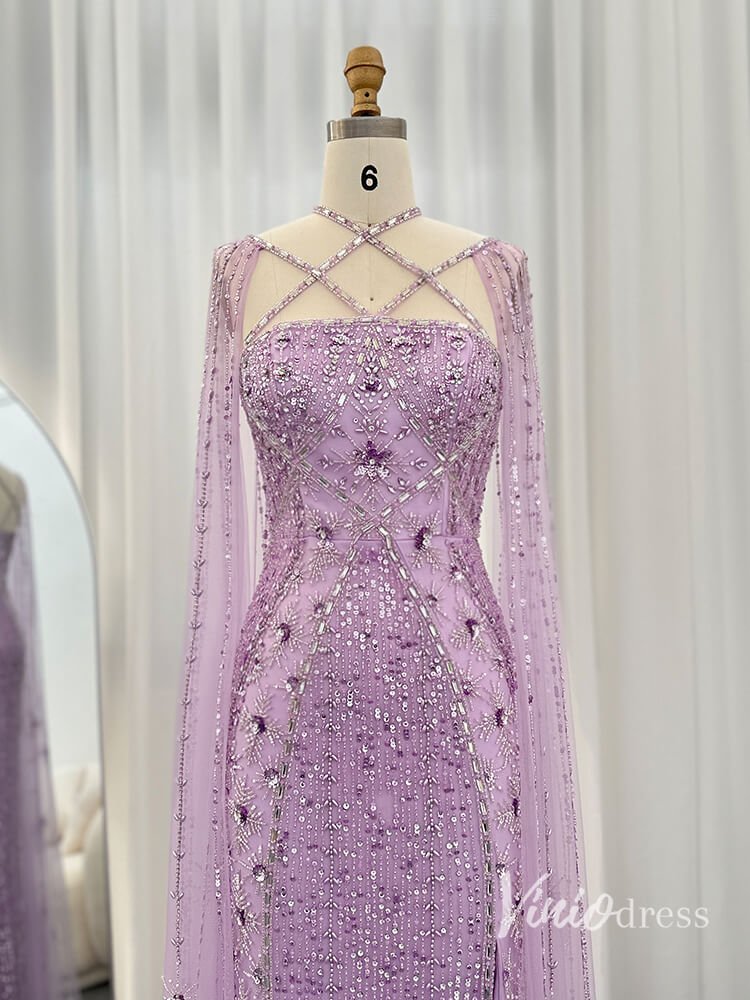 Beaded Sheath Wedding Guest Evening Dresses Extra Long Sleeve Pageant Dress AD1149-Evening Dresses 2025 -Viniodress-Magenta-US 2-