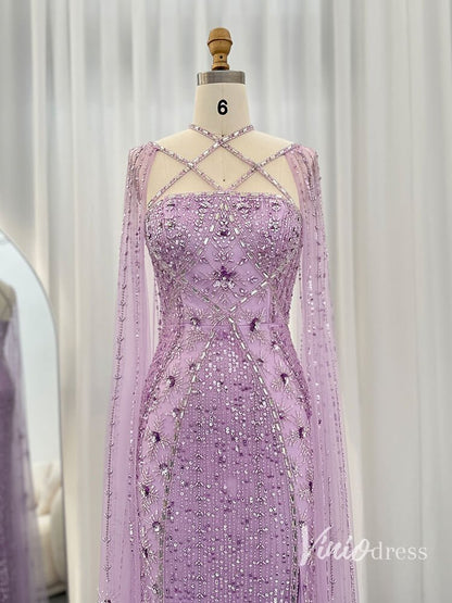 Beaded Sheath Wedding Guest Evening Dresses Extra Long Sleeve Pageant Dress AD1149-Evening Dresses 2025 -Viniodress-Magenta-US 2-