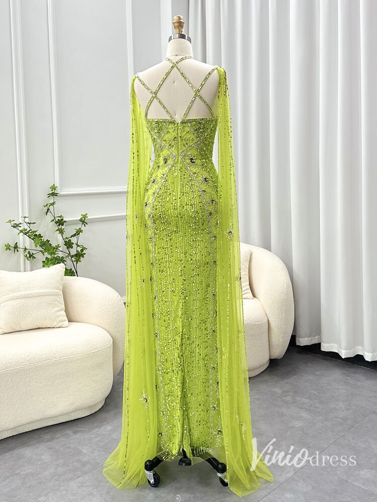Beaded Sheath Wedding Guest Evening Dresses Extra Long Sleeve Pageant Dress AD1149-Evening Dresses 2025 -Viniodress-Magenta-US 2-