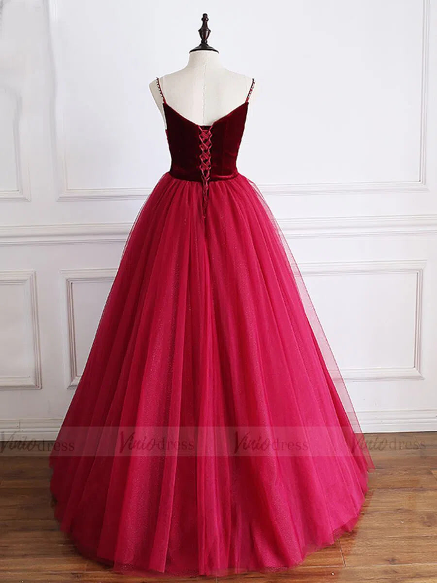 Beaded Spaghetti Strap Rose Red Prom Dresses FD1661-prom dresses 2025 -Viniodress-Rose Red-Custom Size-