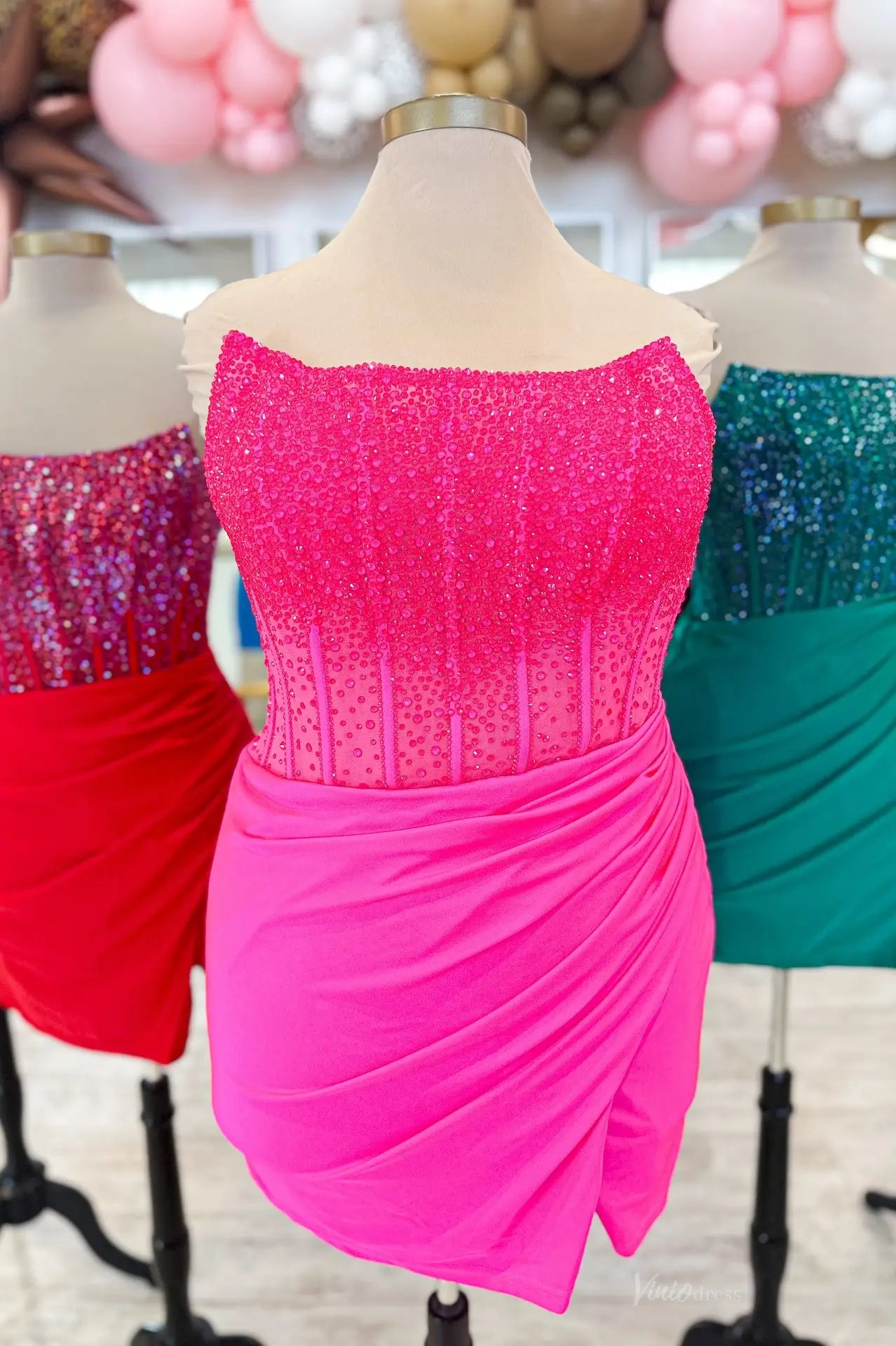 HB003-Homecoming Dresses 2026-VINIODRESS-Hot Pink-Custom Size-