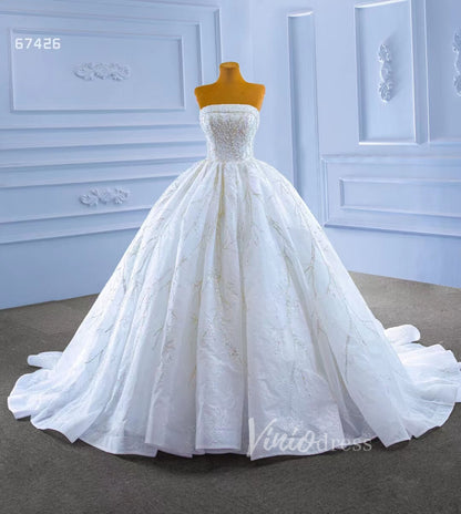 Beaded Strapless Lace Ball Gown Wedding Dress 67426 Viniodress-wedding dresses 2025 -Viniodress-Ivory-Custom Size-