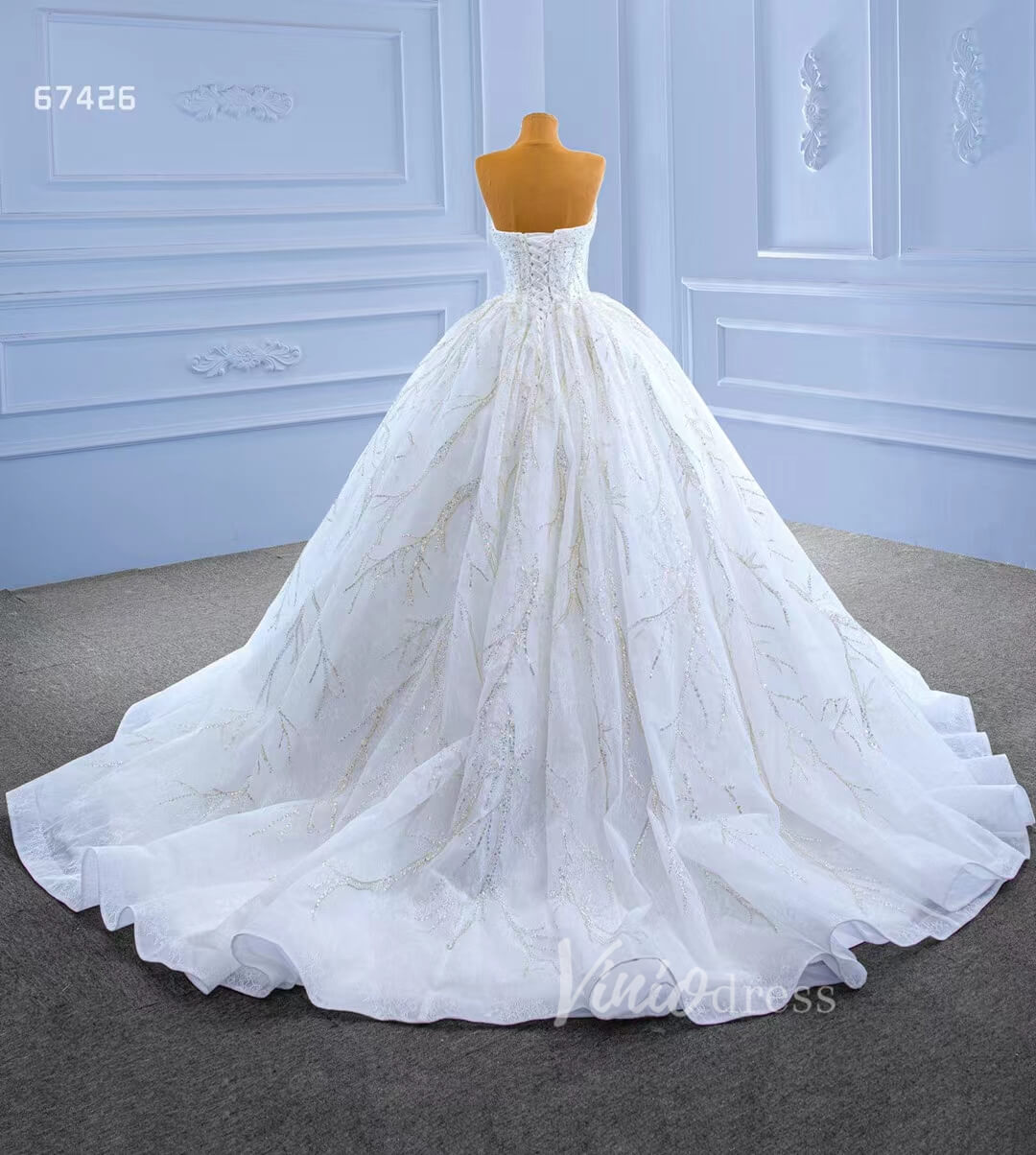 Beaded Strapless Lace Ball Gown Wedding Dress 67426 Viniodress-wedding dresses 2025 -Viniodress-Ivory-Custom Size-