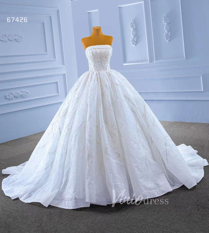 Beaded Strapless Lace Ball Gown Wedding Dress 67426 Viniodress-wedding dresses 2025 -Viniodress-Ivory-Custom Size-
