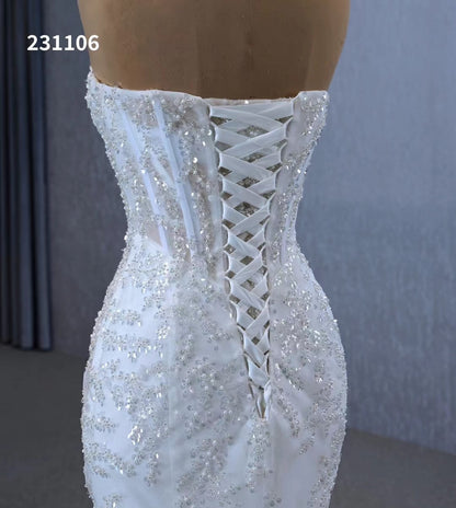 Beaded Strapless Mermaid Wedding Dresses Removable Sleeves 231106-wedding dresses 2025 -Viniodress-Ivory-Custom Size-