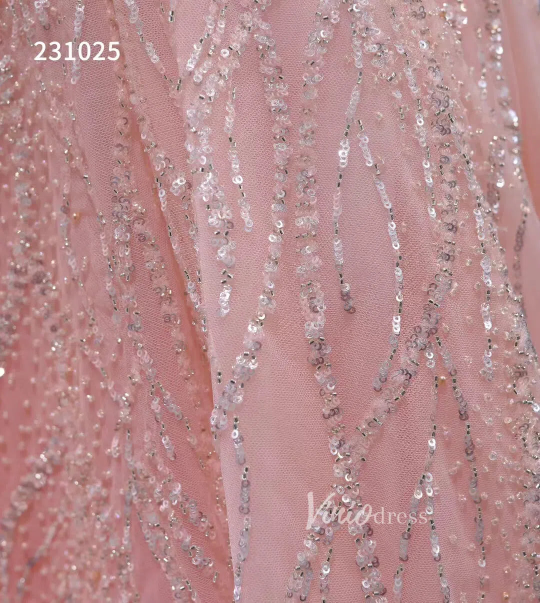 Beaded Strapless Pink Ball Gown Prom Dress 231025-prom dresses 2025 -Viniodress-Pink-Custom Size-