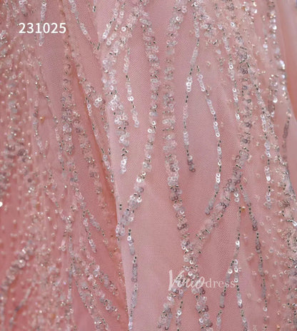 Beaded Strapless Pink Ball Gown Prom Dress 231025-prom dresses 2025 -Viniodress-Pink-Custom Size-