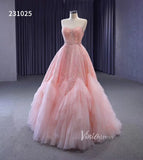 Beaded Strapless Pink Ball Gown Prom Dress 231025-prom dresses-Viniodress-Viniodress