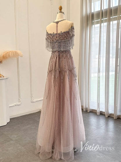 Beaded String Evening Dresses Blush Pink Mother of the Bride Dress AD1159-Evening Dresses 2025 -Viniodress-Blush Pink-US 2-