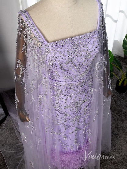 Beaded Tea-Length Evening Dresses Extra Long Sleeve Mother of the Bride Dresses AD1126-Evening Dresses 2025 -Viniodress-Pink-US 2-