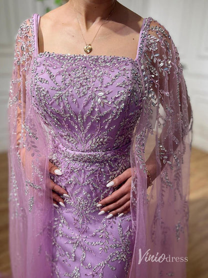 Beaded Tea-Length Evening Dresses Extra Long Sleeve Mother of the Bride Dresses AD1126-Evening Dresses 2025 -Viniodress-Pink-US 2-