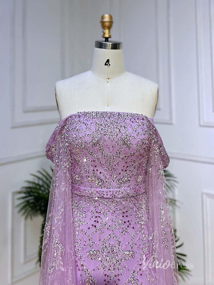Beaded Tea-Length Evening Dresses Extra Long Sleeve Mother of the Bride Dresses AD1126-Evening Dresses 2025 -Viniodress-Pink-US 2-