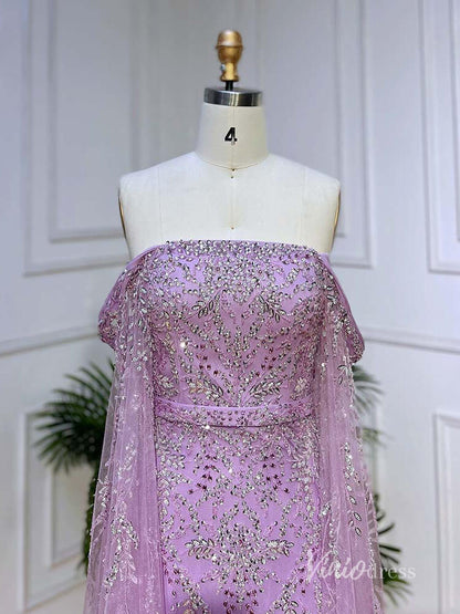 Beaded Tea-Length Evening Dresses Extra Long Sleeve Mother of the Bride Dresses AD1126-Evening Dresses 2025 -Viniodress-Pink-US 2-