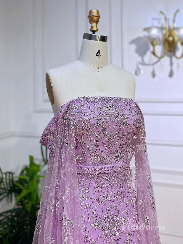 Beaded Tea-Length Evening Dresses Extra Long Sleeve Mother of the Bride Dresses AD1126-Evening Dresses 2025 -Viniodress-Pink-US 2-