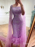 Beaded Tea-Length Evening Dresses Extra Long Sleeve Mother of the Bride Dresses AD1126-prom dresses-Viniodress-Viniodress