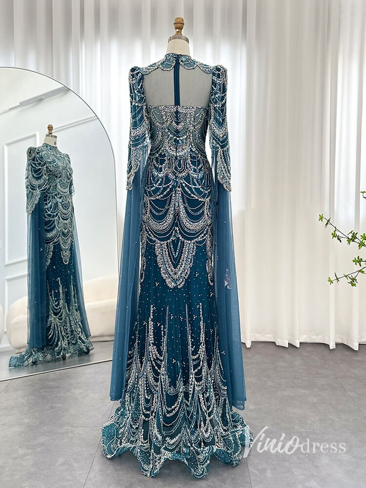 Beaded Vintage Formal Dresses Cape Sleeve Mother of Bride Dress AD1154-Evening Dresses 2025 -Viniodress-Pink-US 2-